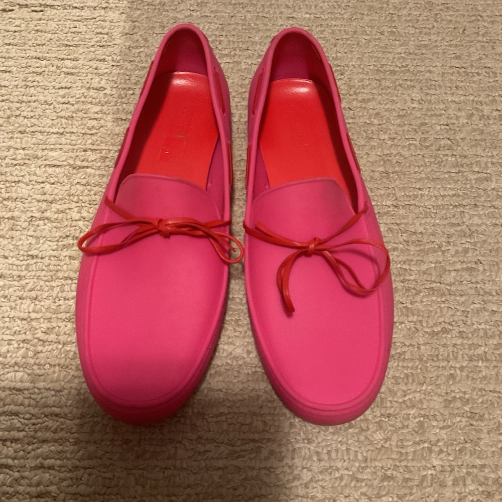Hunter Pink Loafers with Bow and Flat Sole